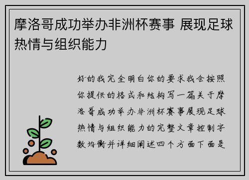 摩洛哥成功举办非洲杯赛事 展现足球热情与组织能力